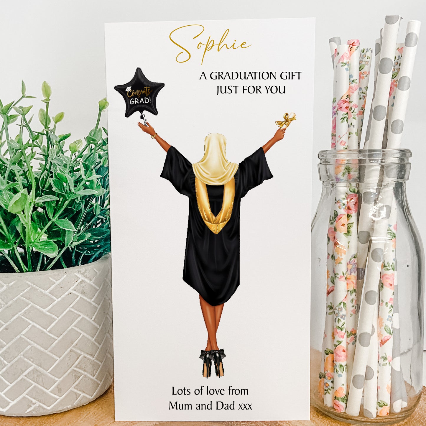 Personalised Female Graduation Card Money Gift Wallet