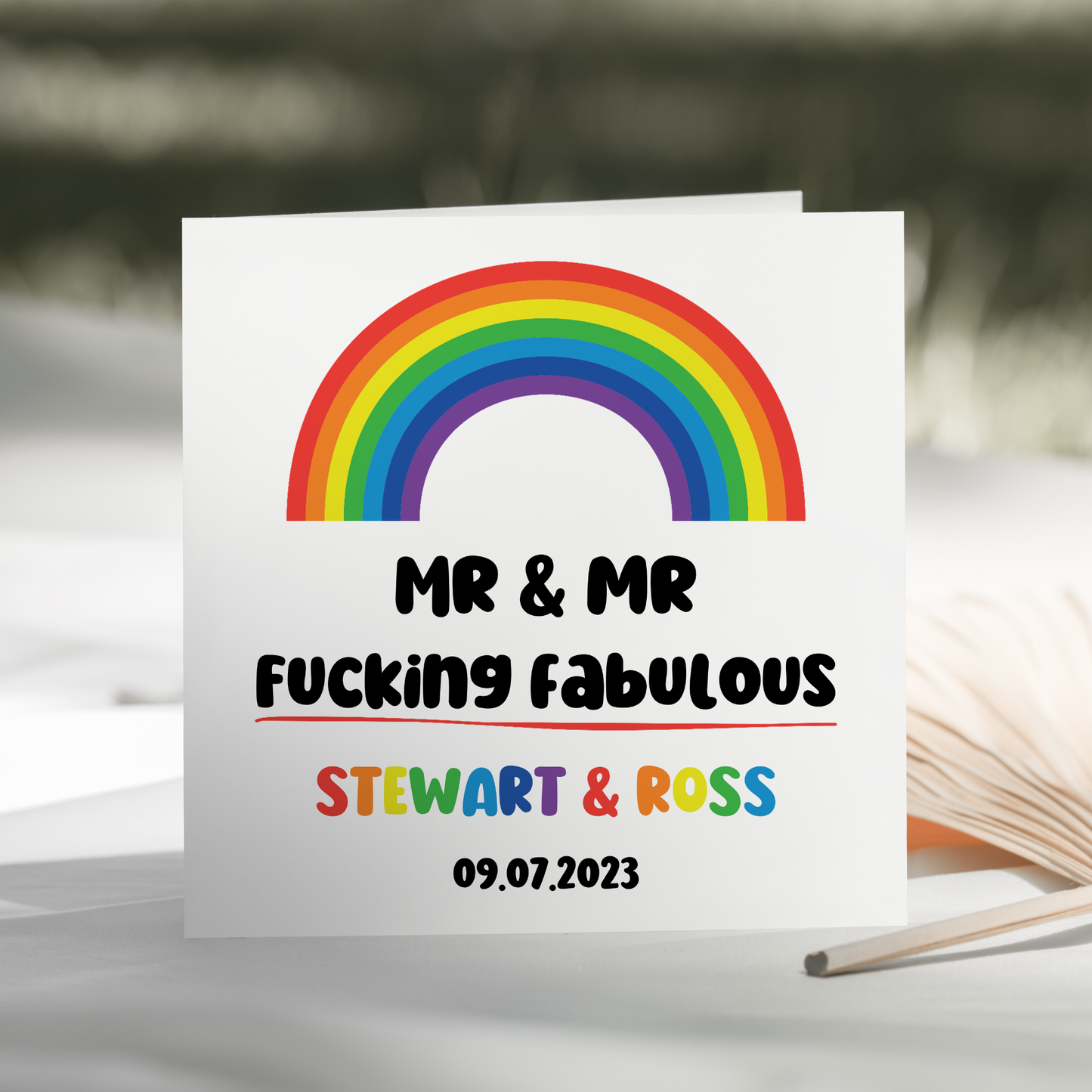 Personalised Rude Wedding Card Congratulations On Your Wedding Day Rainbow Mr & Mr LGBT