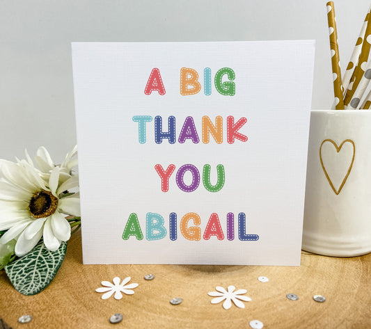 Personalised Thank You Card Colourful Stitch