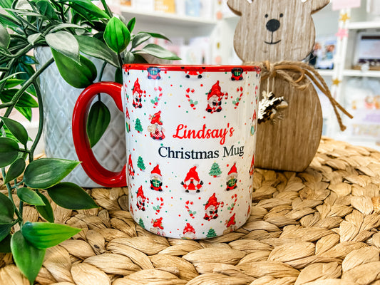 Personalised Christmas Gonk Mug, Stocking Filler, Christmas Eve Box, Hot Chocolate Mug