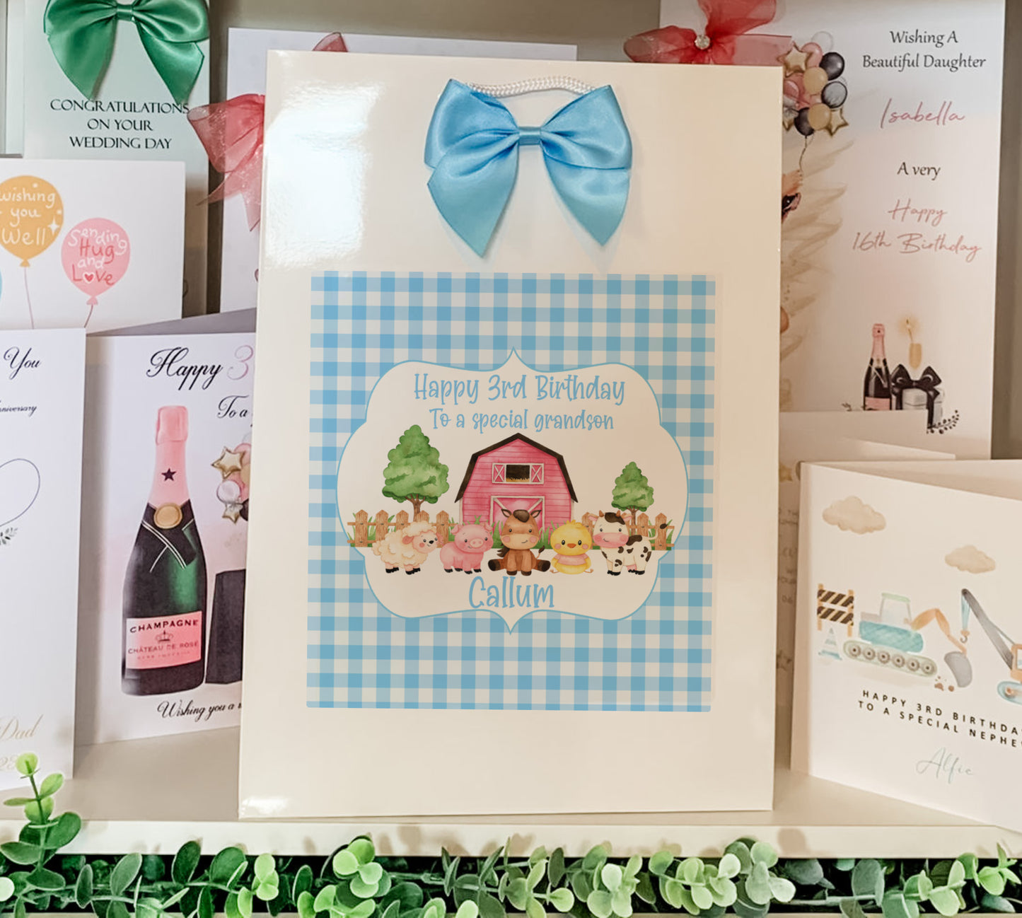 a birthday card with a picture of a farm scene