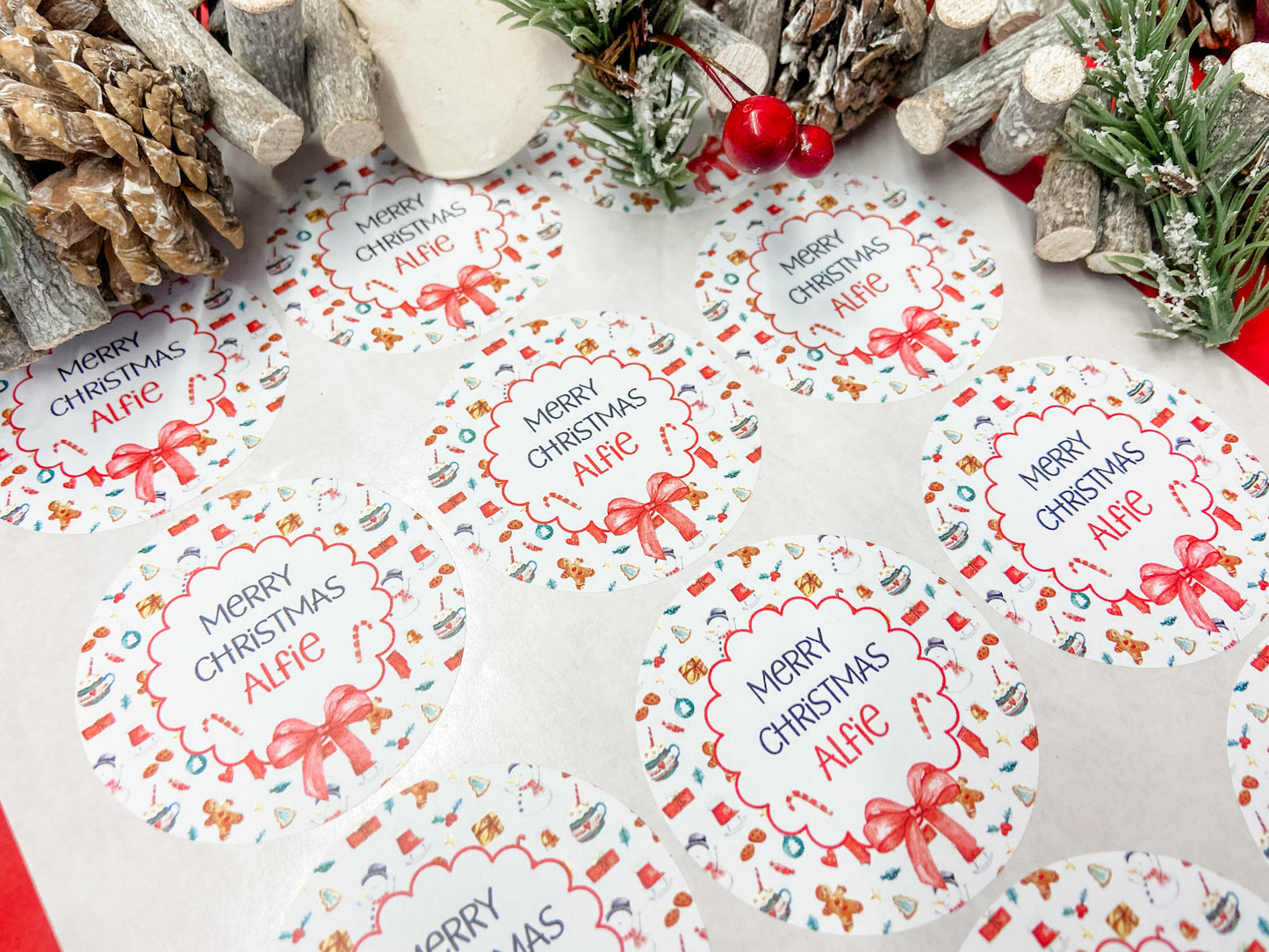 Personalised Christmas Stickers, Gift Labels, Christmas Elements