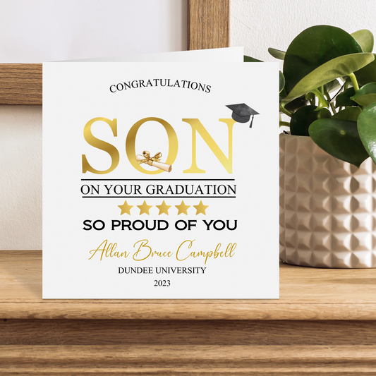 Personalised Graduation Card Congratulations Gold Stars