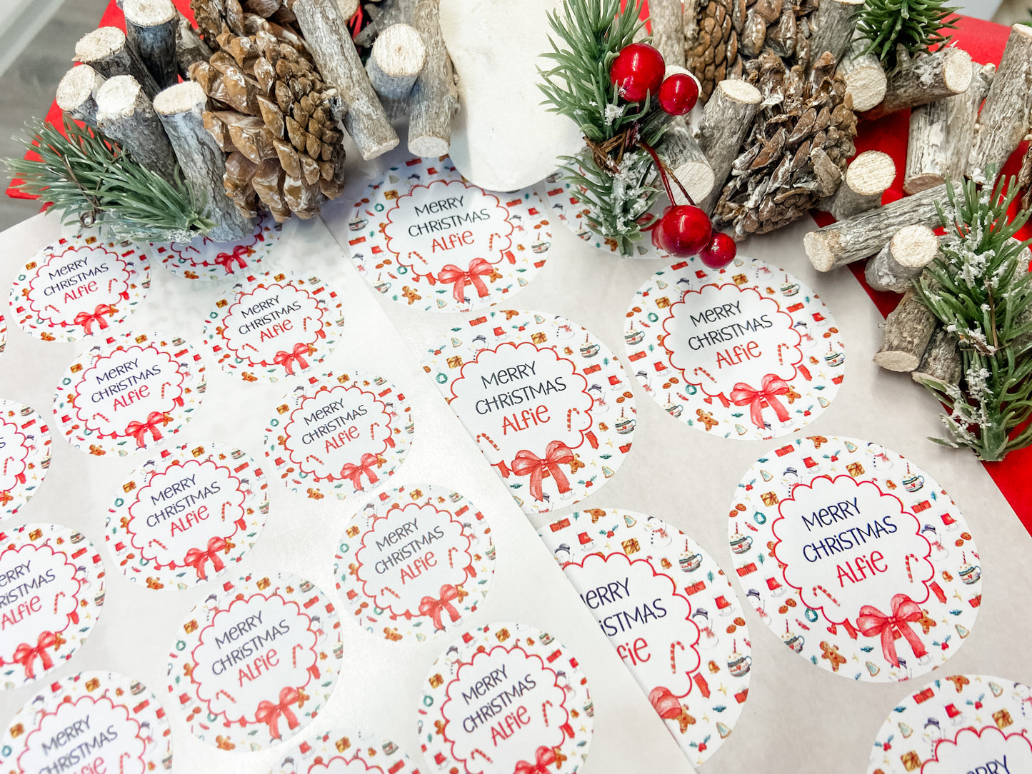 Personalised Christmas Stickers, Gift Labels, Christmas Elements