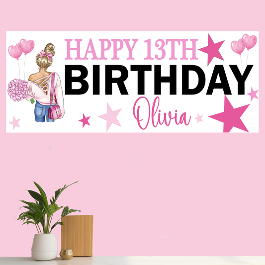 Personalised Birthday Party Banner Teenage Girl