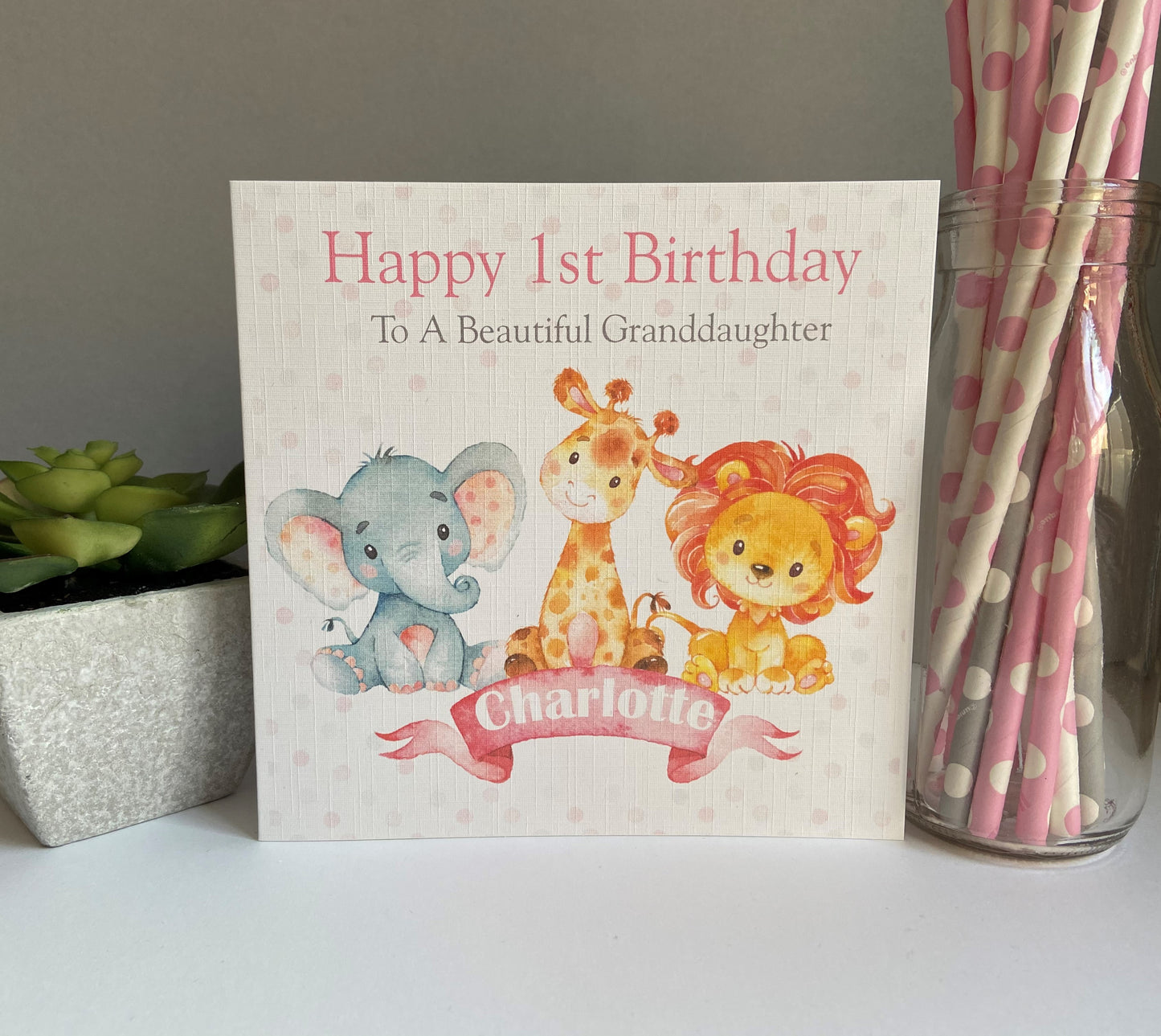 Personalised Birthday Gift Bag Watercolour Animals Pink