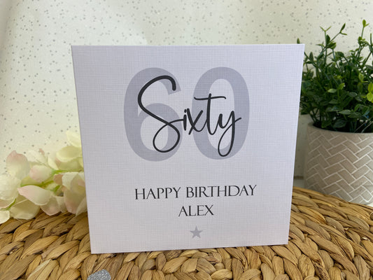 Personalised Birthday Card Grey Age Star