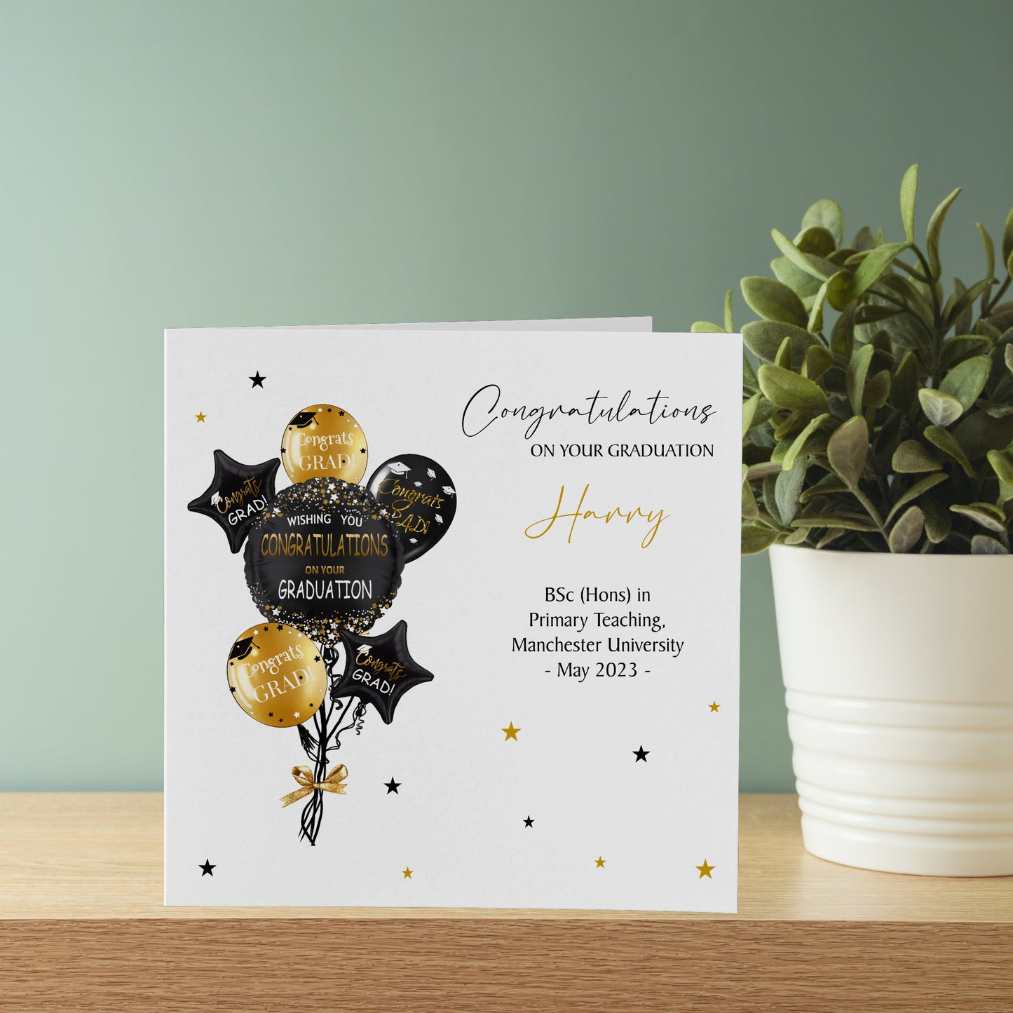 Personalised Graduation Card Congratulations Balloons