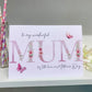 Personalised Mother's Day Card Pink Floral Mam Mom Mum