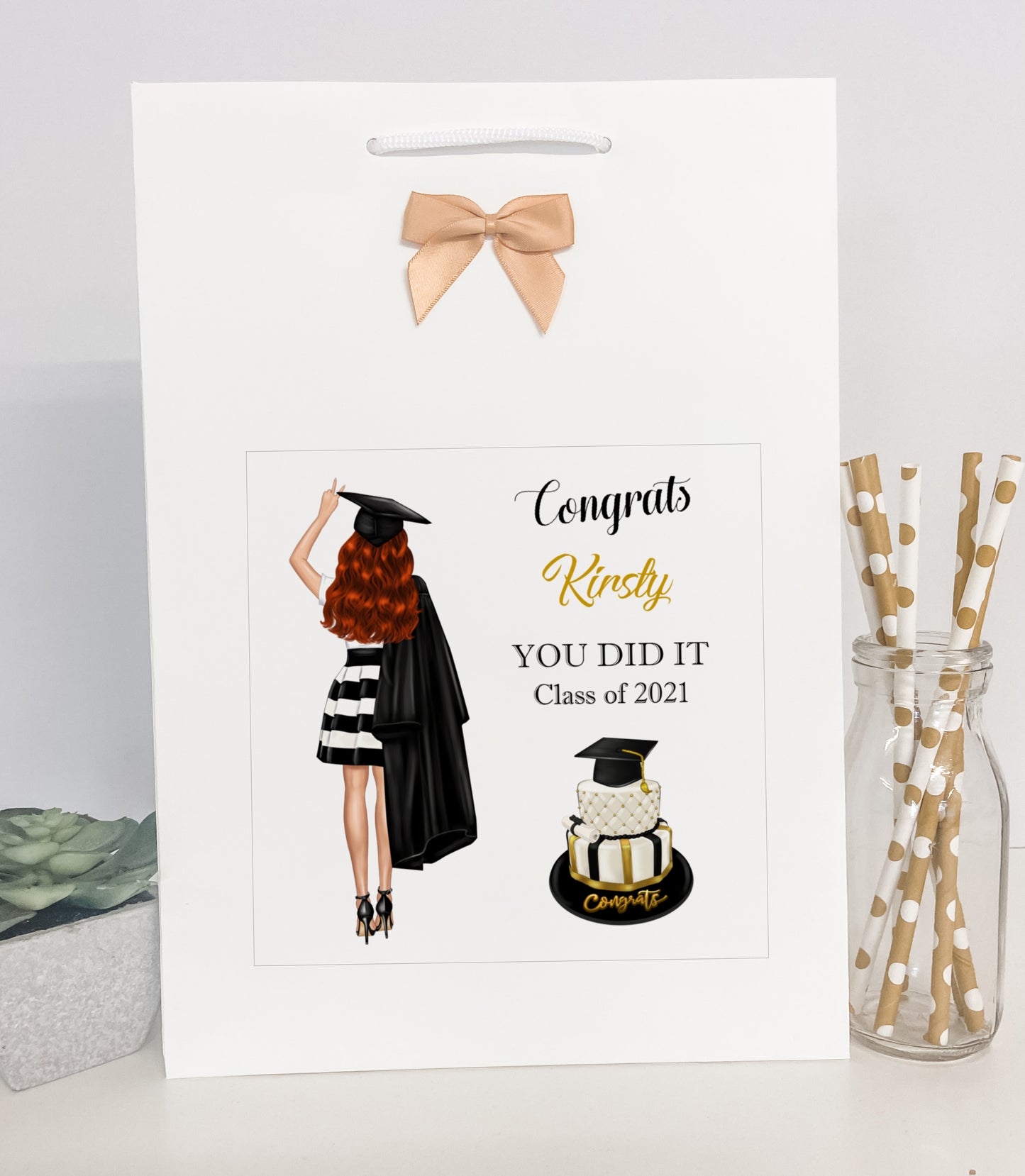 Personalised Congratulations on Your Graduation Gift Bag Female Girl Daughter Granddaughter Niece