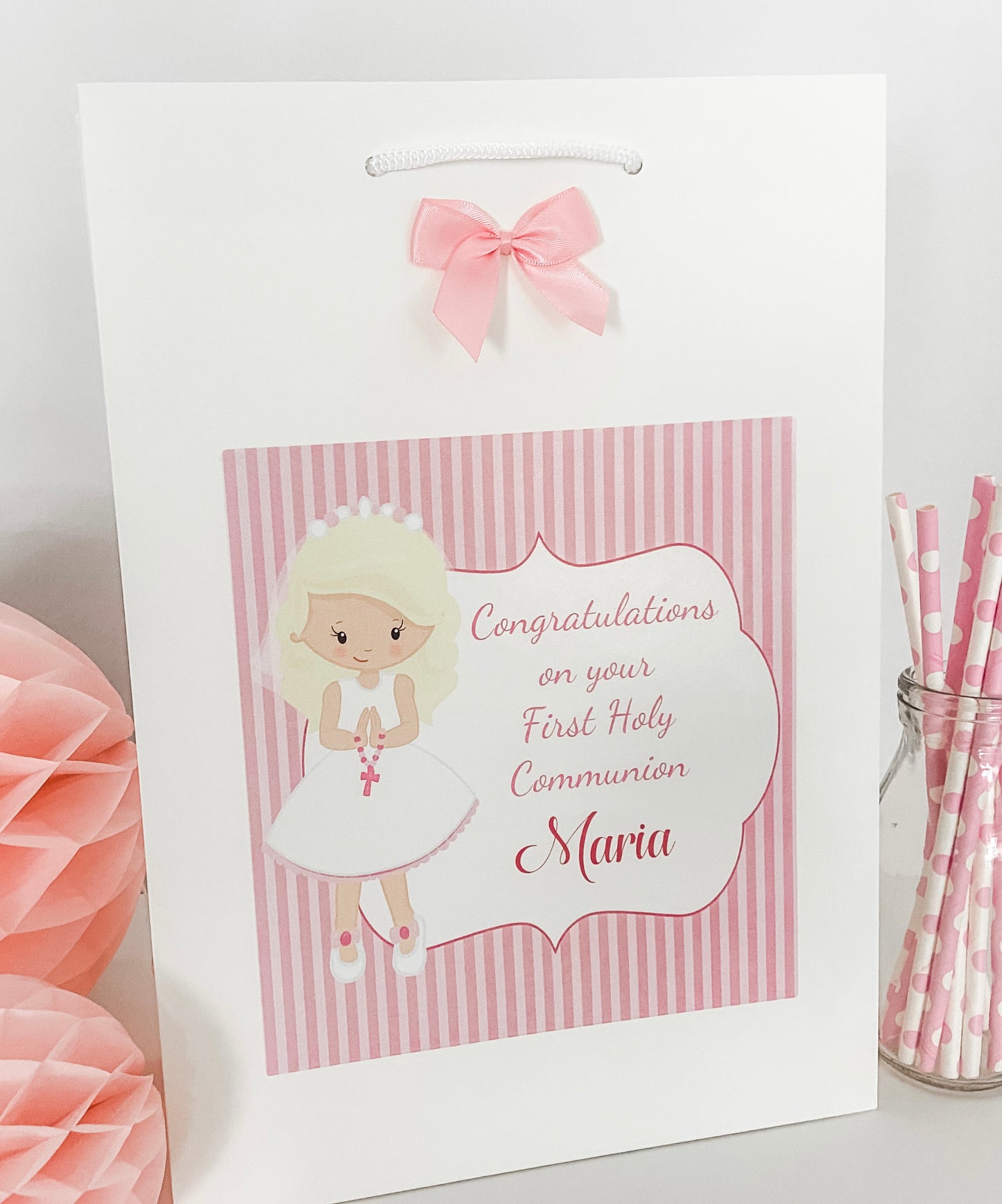 Personalised First Holy Communion Gift Bag - 4 Hair Colour Options