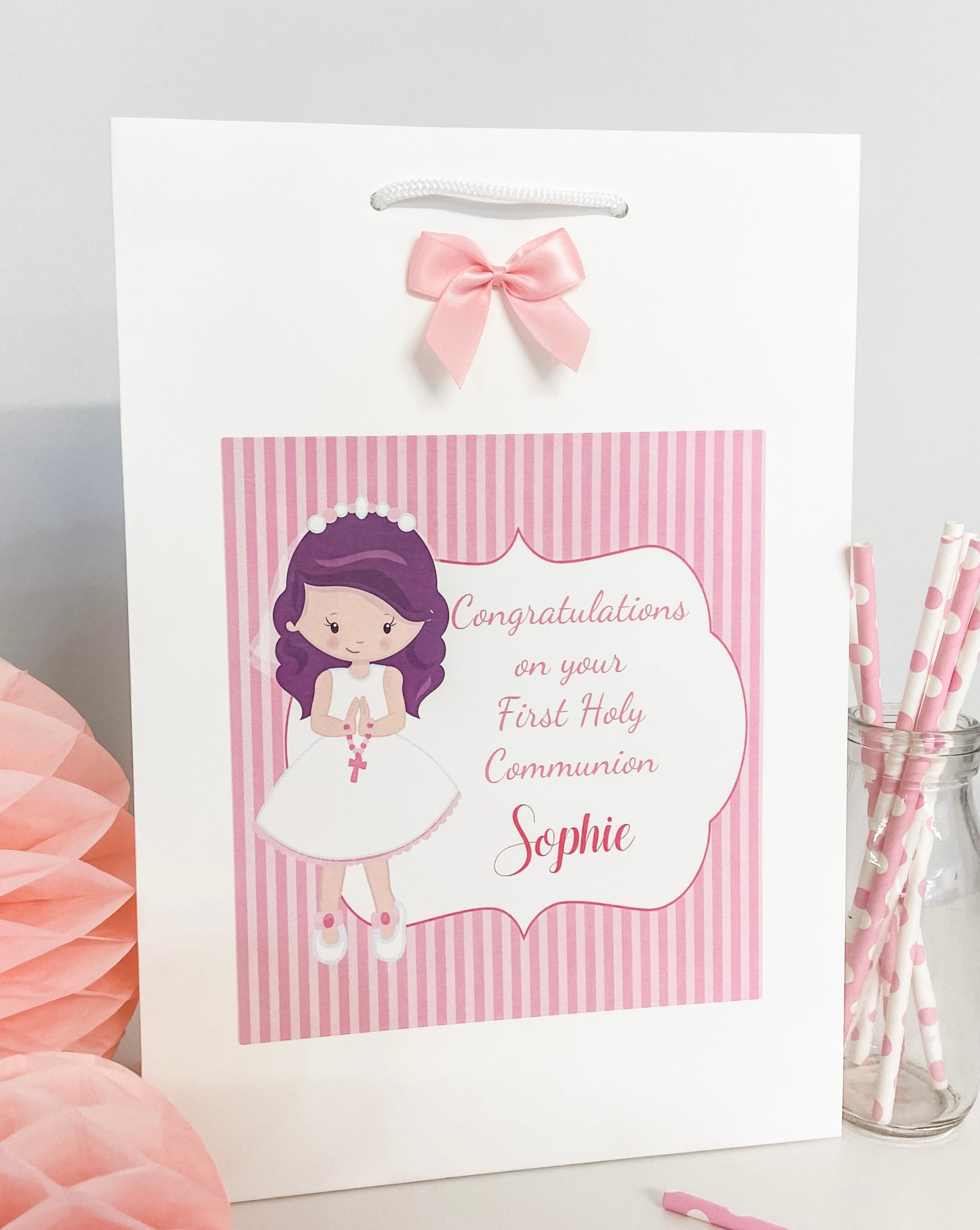 Personalised First Holy Communion Gift Bag - 4 Hair Colour Options