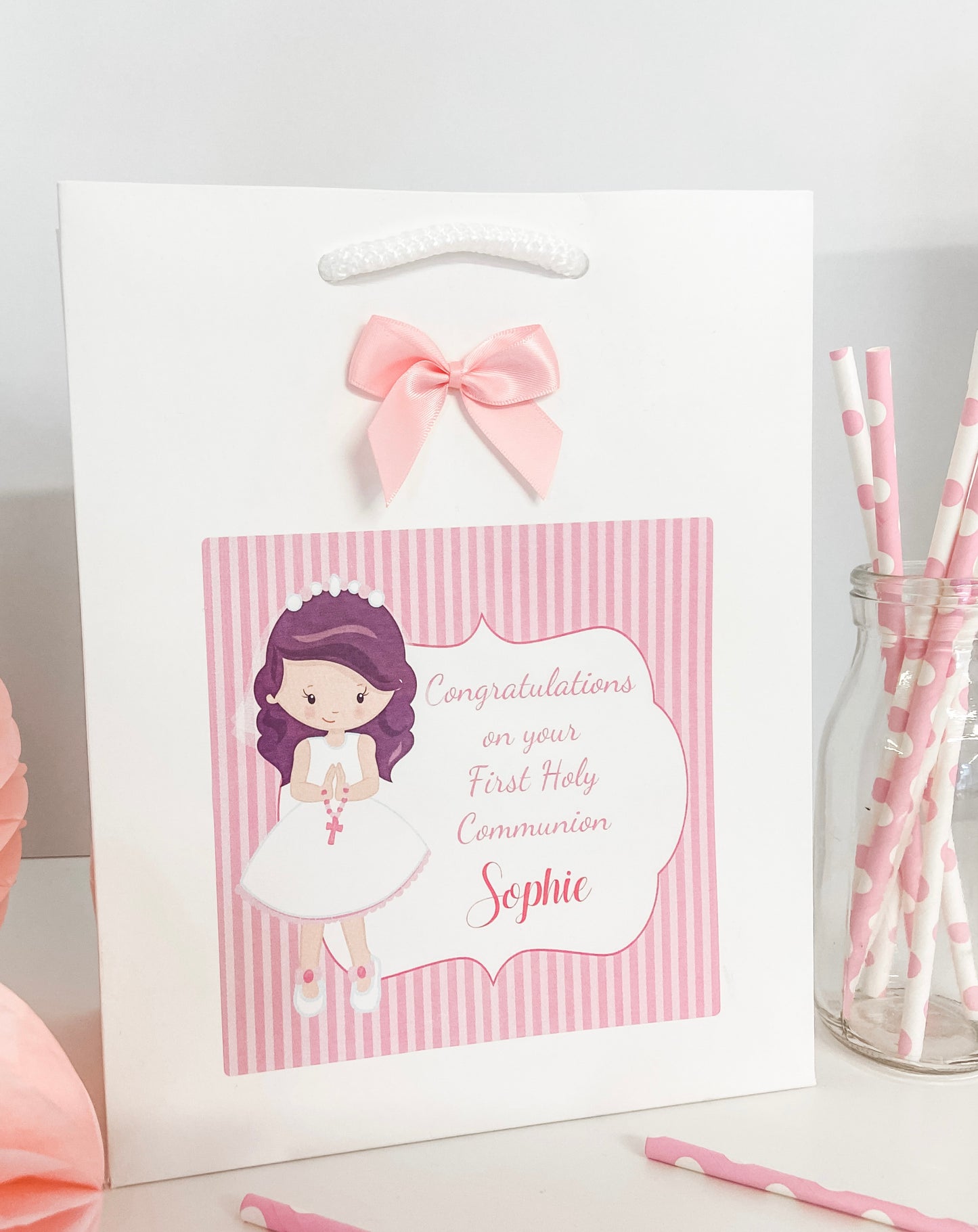 Personalised First Holy Communion Gift Bag - 4 Hair Colour Options