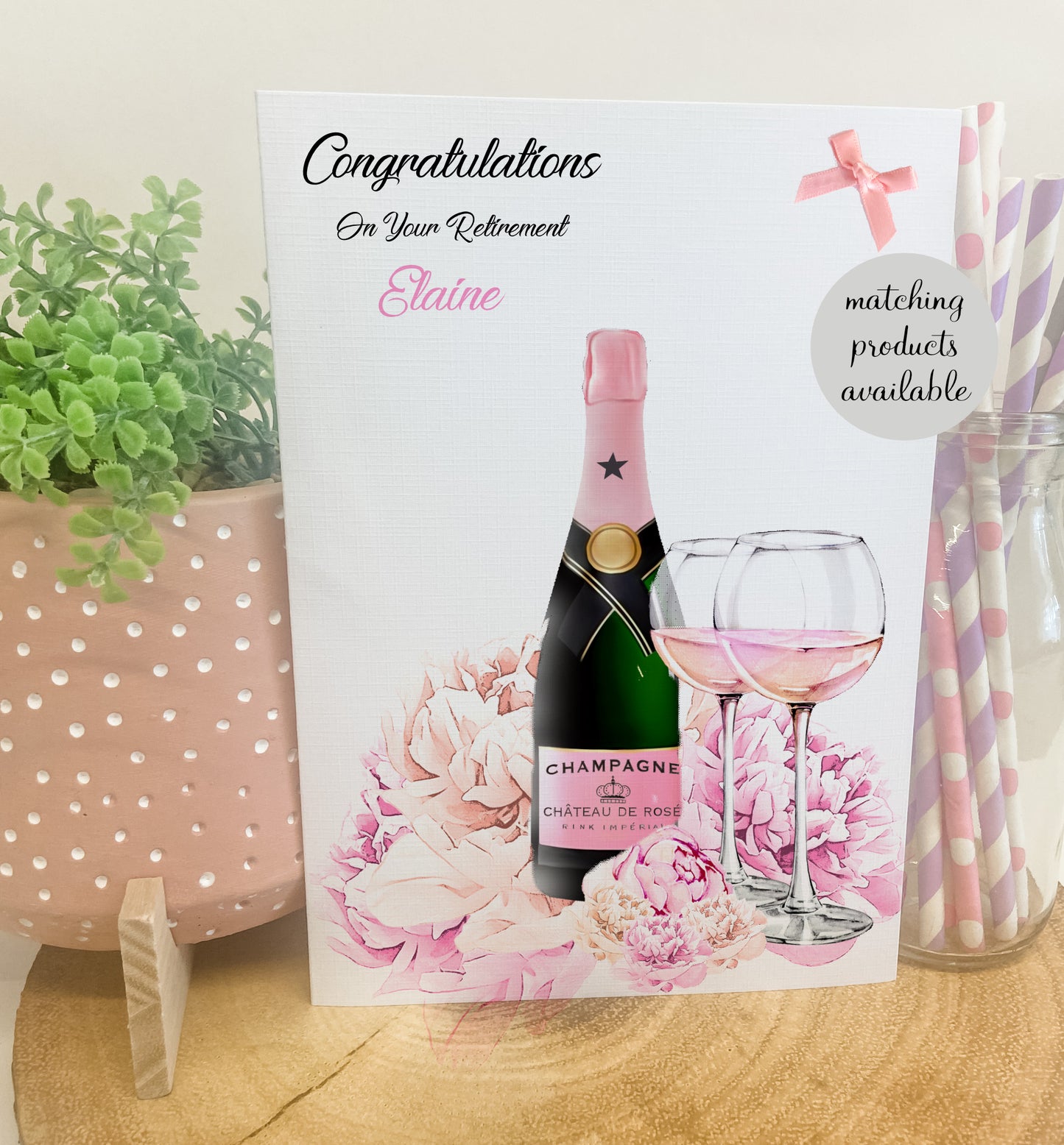 Personalised Retirement Gift Bag Pink Champagne