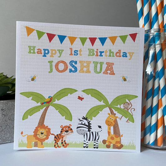Personalised Birthday Card Jungle Animals