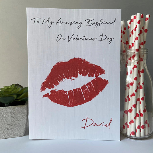 Personalised Valentine's Day Card Hot Lips - 2 Size Options