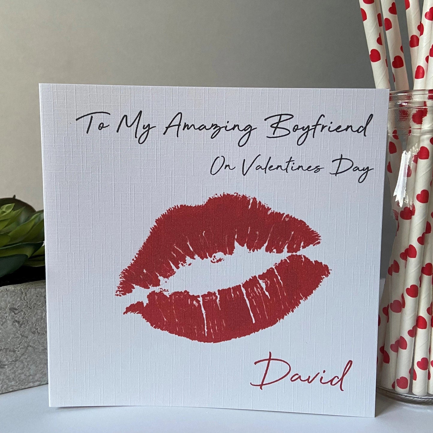 Personalised Valentine's Day Card Red Hot Lips