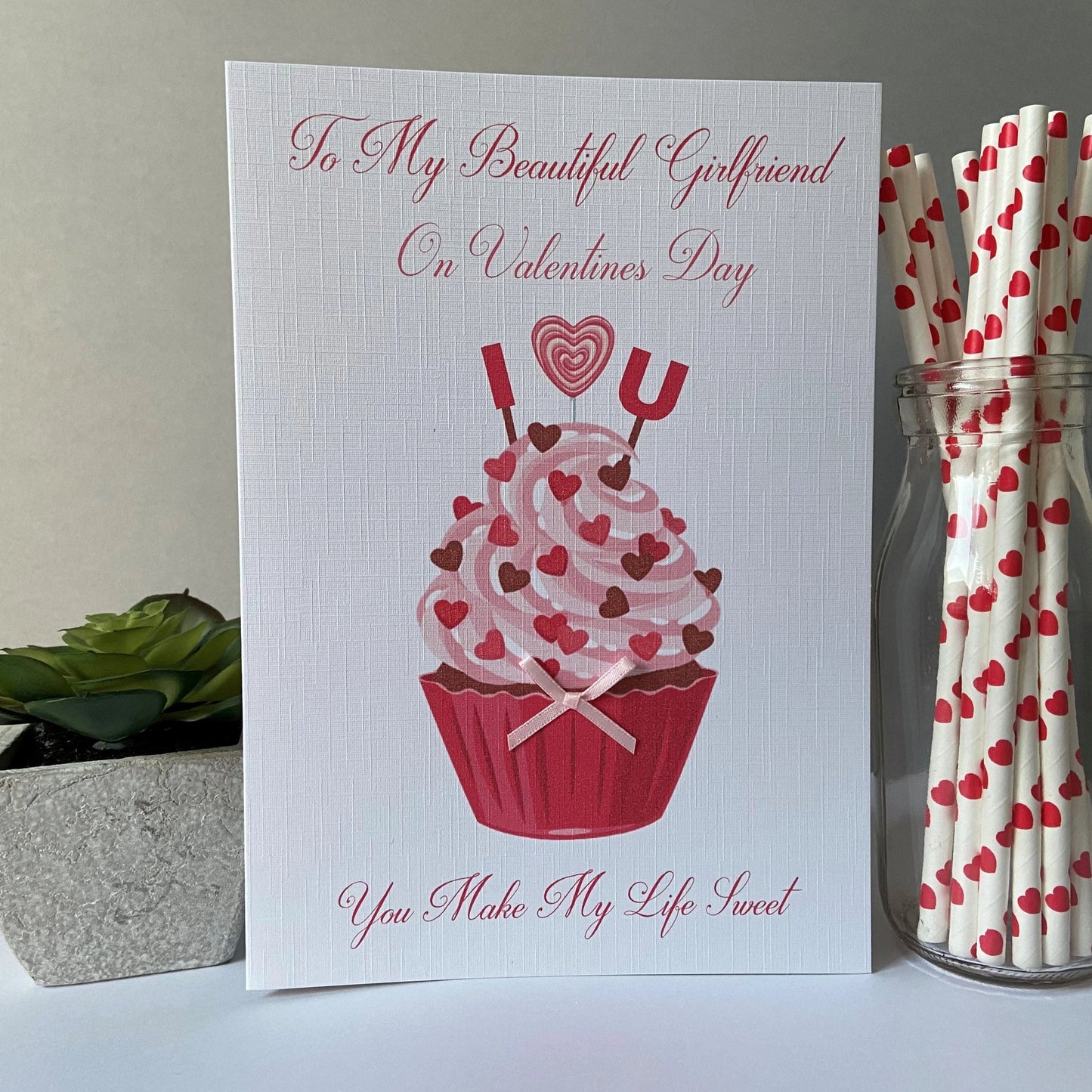 Personalised Valentine's Day Card Cupcake Girlfriend Wife