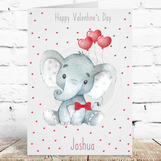 Personalised Valentine's Day Card For Boy Watercolour Elephant