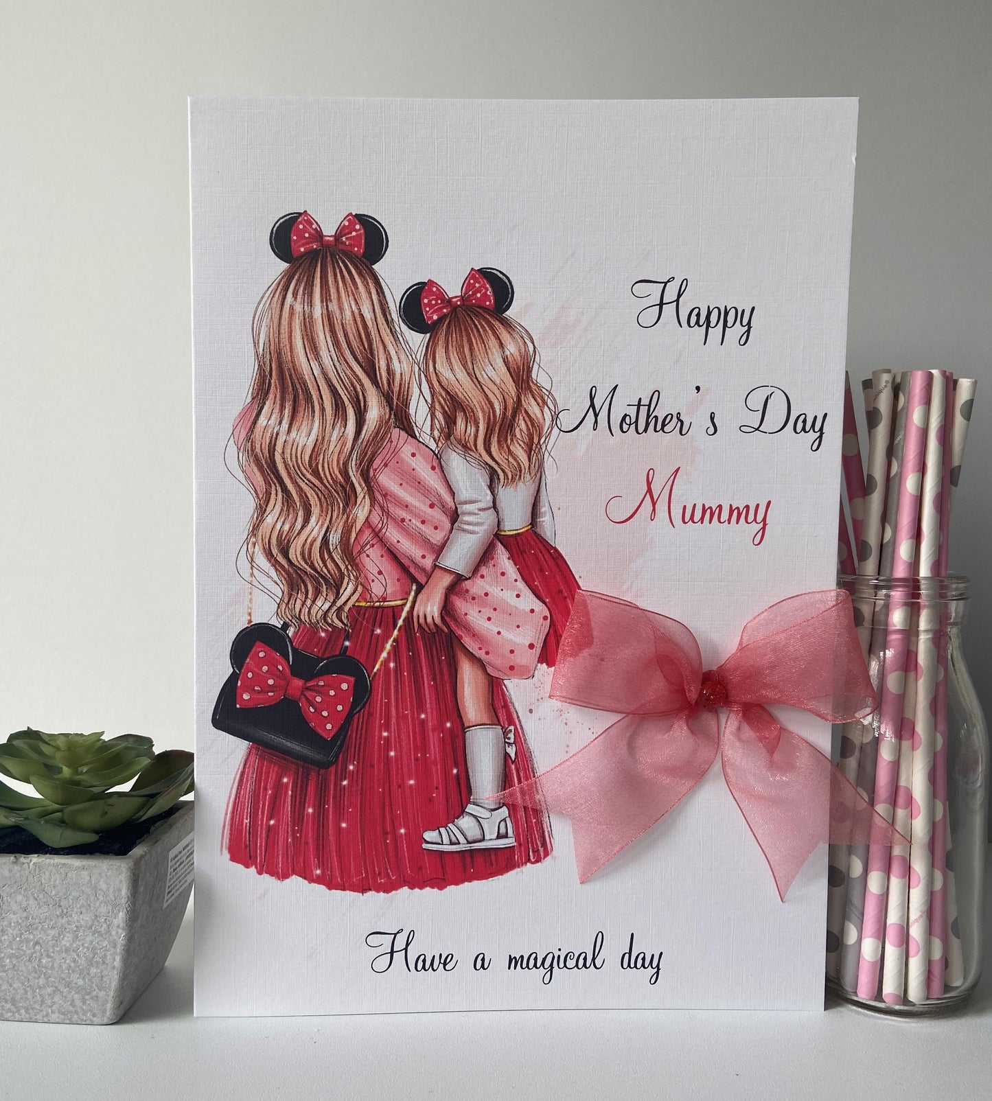 Personalised Handmade Mother's Day Card Minnie Mouse
