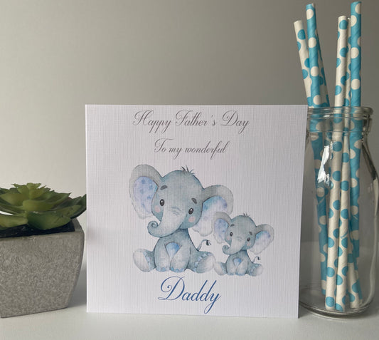 Personalised Father's Day Card Watercolour Elephant