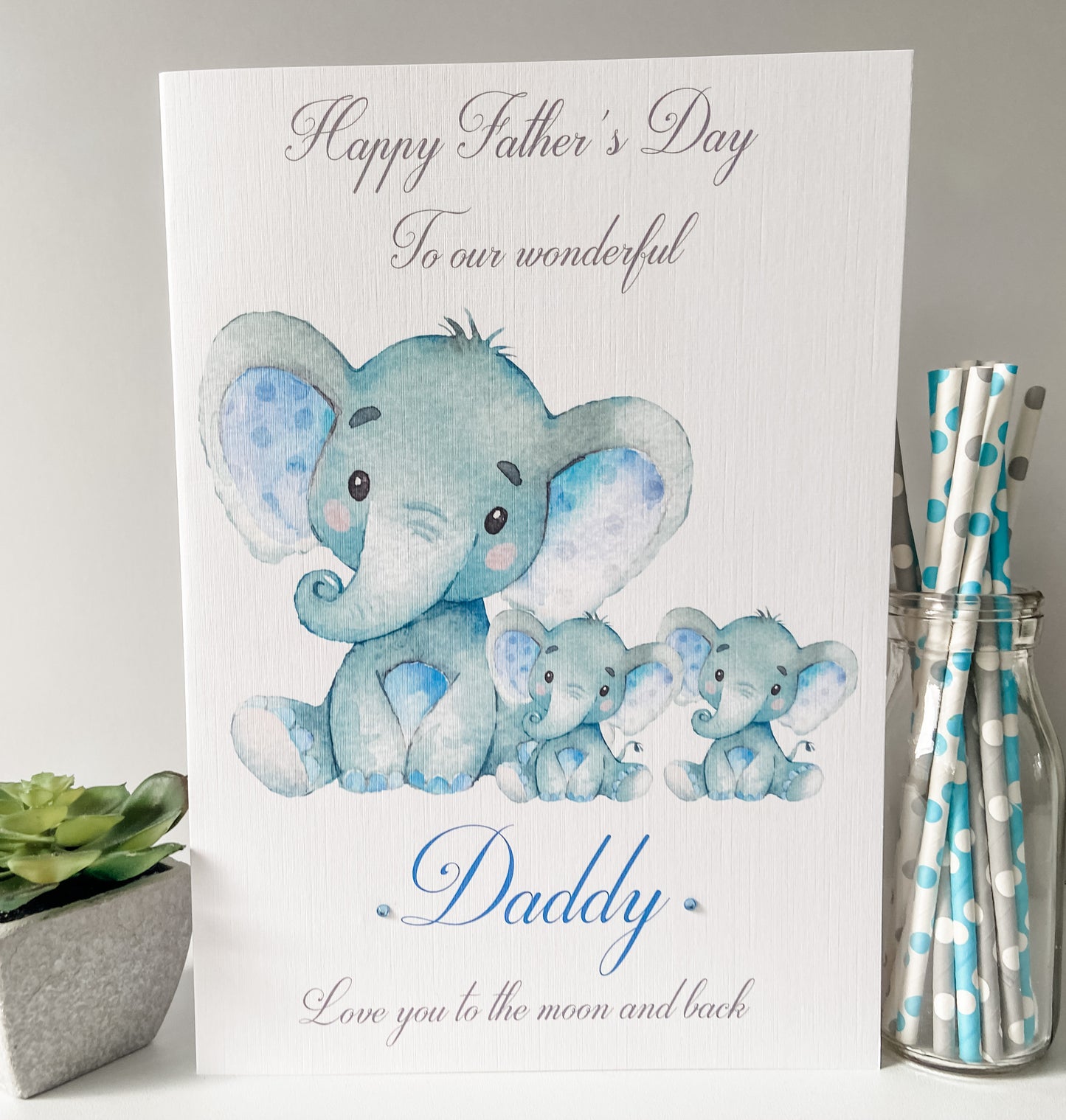 Personalised Father's Day Card Watercolour Elephant