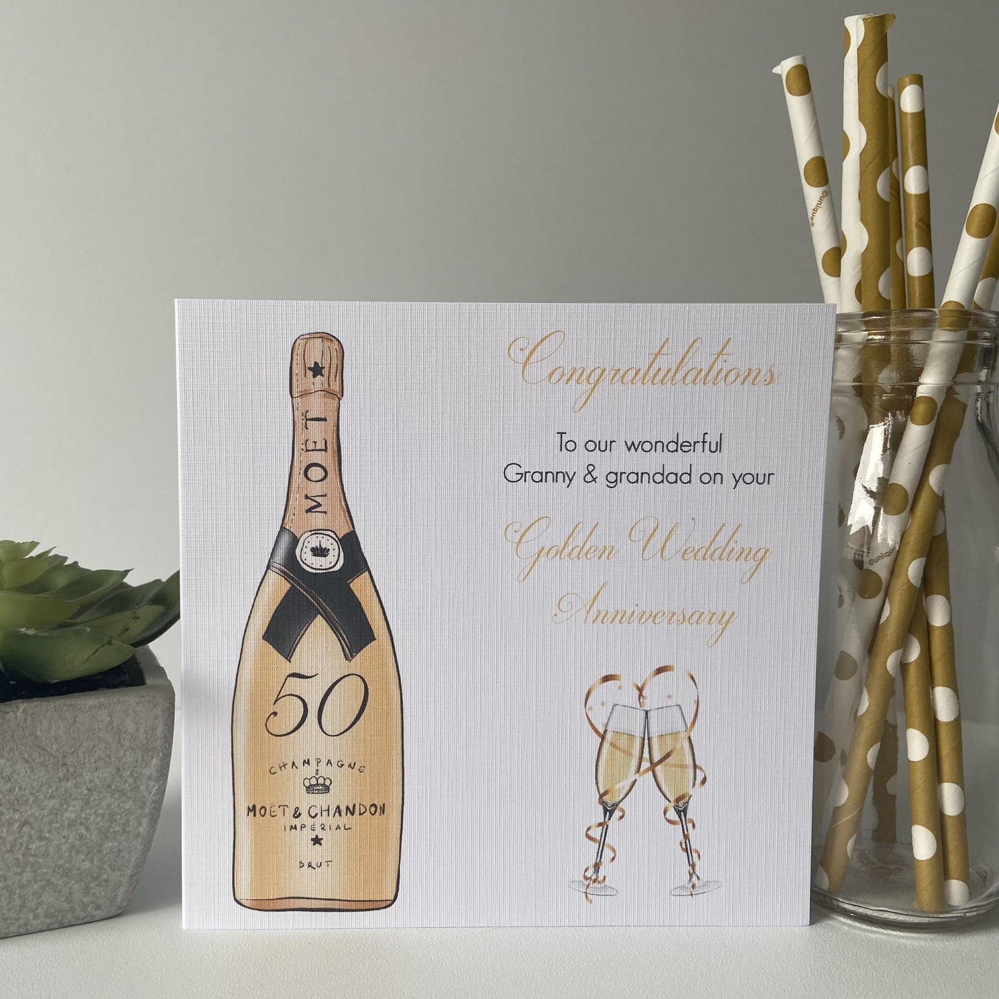 Personalised Golden Wedding Anniversary Champagne Bottle