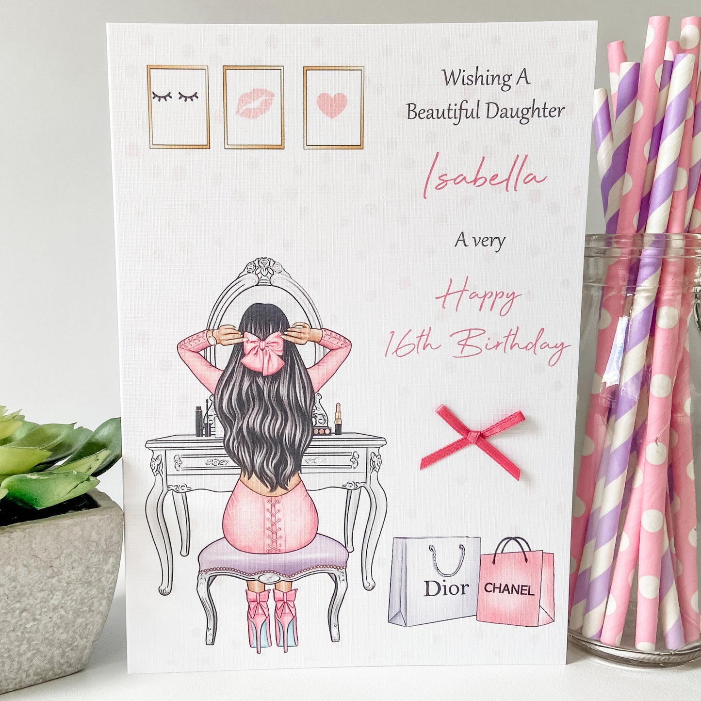Personalised Female Girl Birthday Card Dressing Table Teenager Granddaughter Daughter Wife Girlfriend Sister Auntie Niece 16th 18th 21st 30th 40th 50th