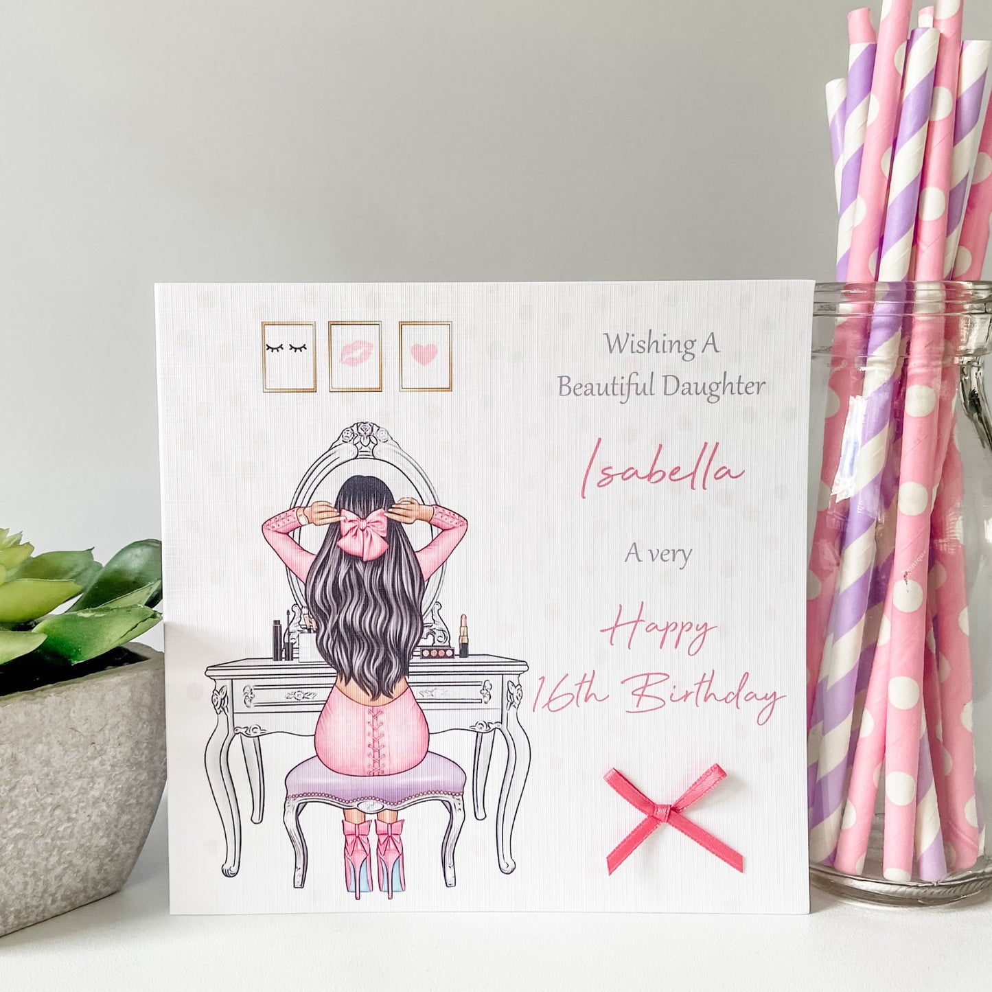 Personalised Female Girl Birthday Card Dressing Table Teenager Granddaughter Daughter Wife Girlfriend Sister Auntie Niece 16th 18th 21st 30th 40th 50th