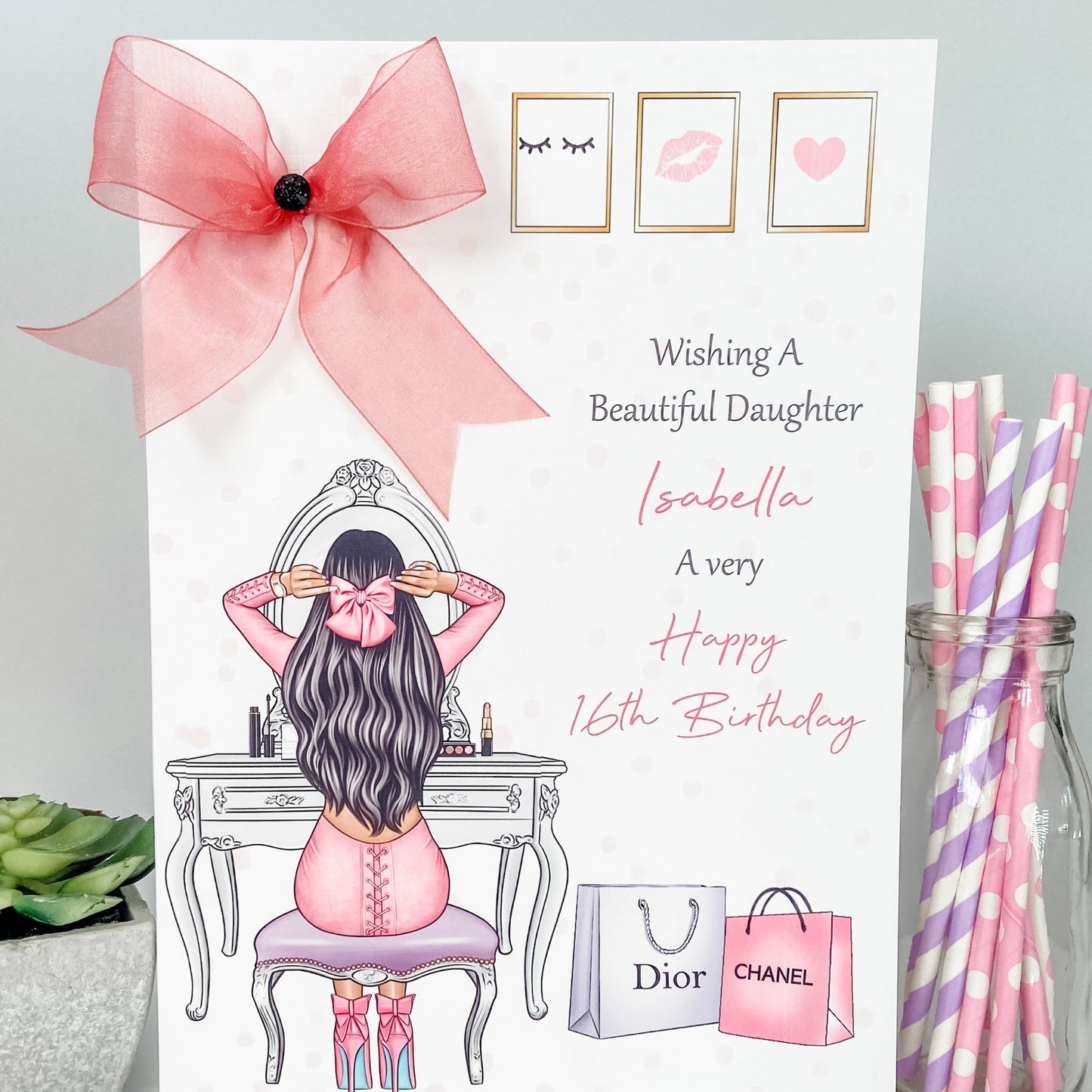 Personalised Female Girl Birthday Card Dressing Table Teenager Granddaughter Daughter Wife Girlfriend Sister Auntie Niece 16th 18th 21st 30th 40th 50th
