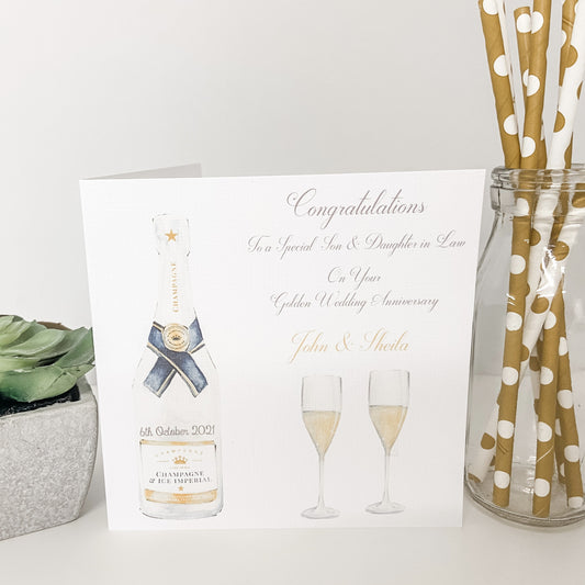 Personalised Golden Wedding Anniversary Champagne Bottle