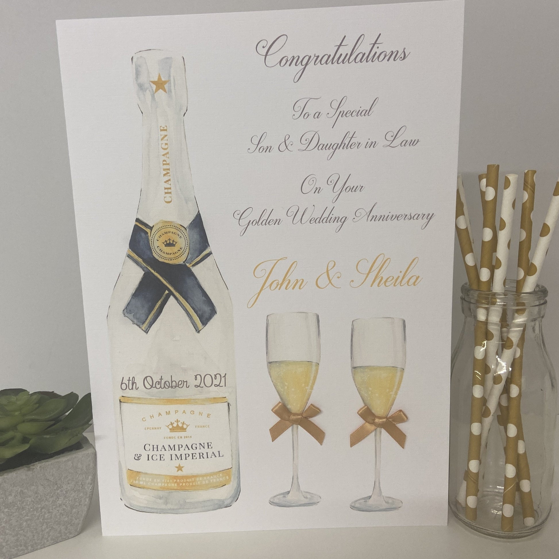 Personalised Golden Wedding Anniversary Champagne Bottle