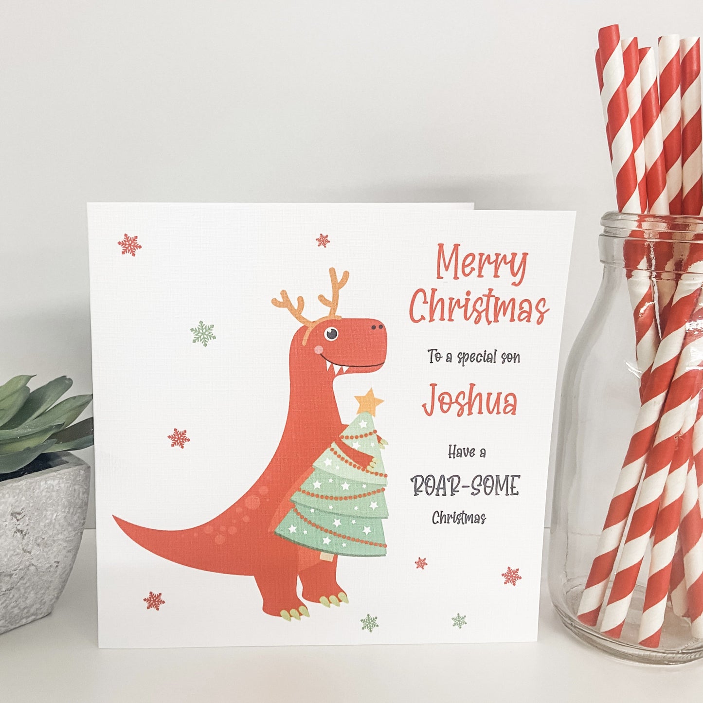 Personalised Christmas Card Dinosaur