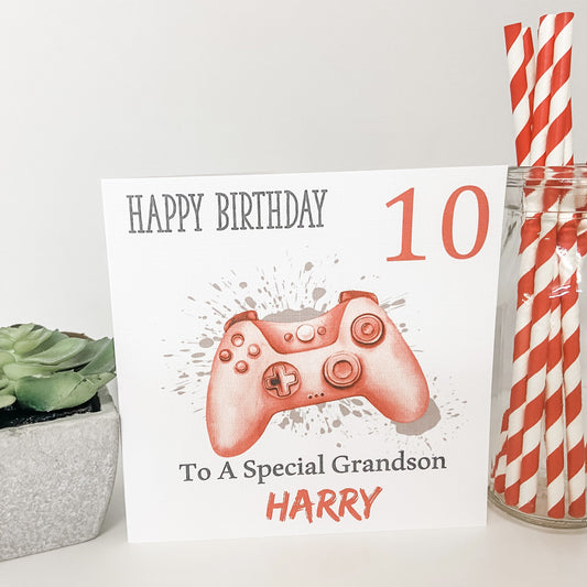 Personalised Birthday Card Gaming X Box Grandson Son Nephew Daughter Brother Sister