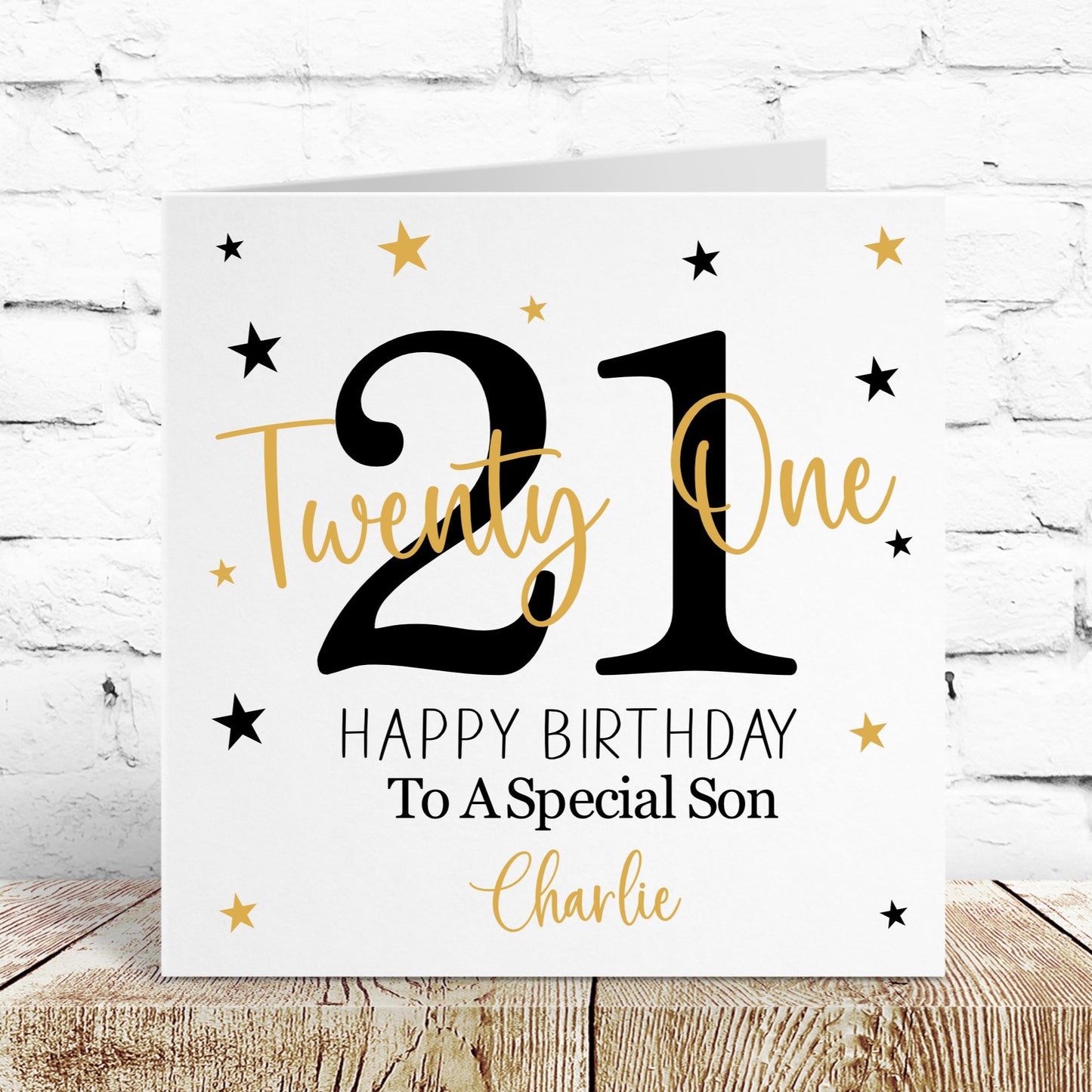 Personalised Birthday Card Black & Gold Age