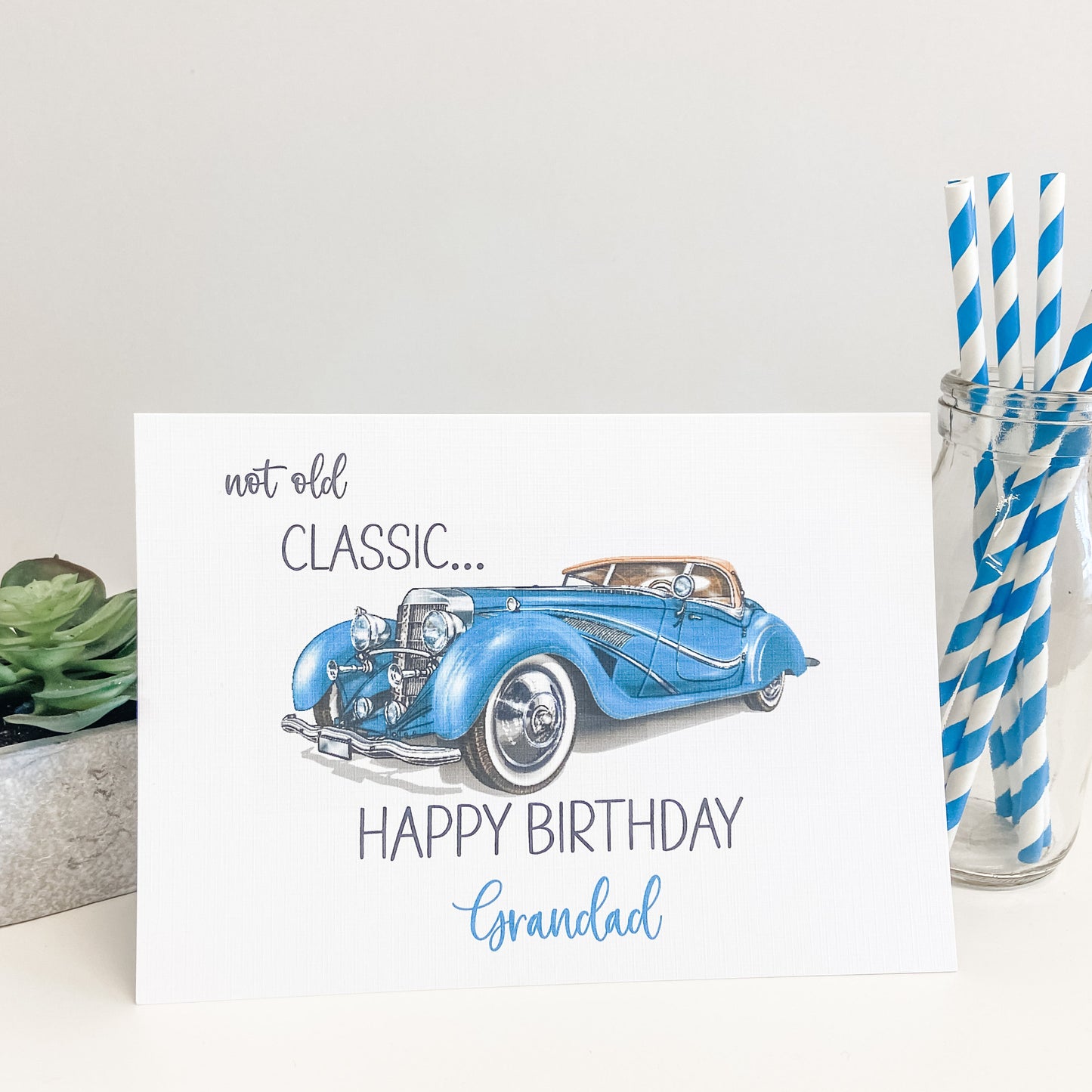 Personalised Birthday Card Vintage Car