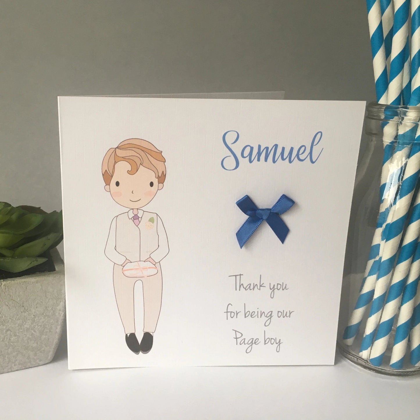 Personalised Wedding Card Thank You For Being Our Page Boy