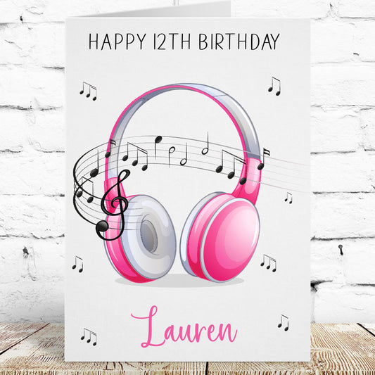 Personalised Birthday Card Music Headphones
