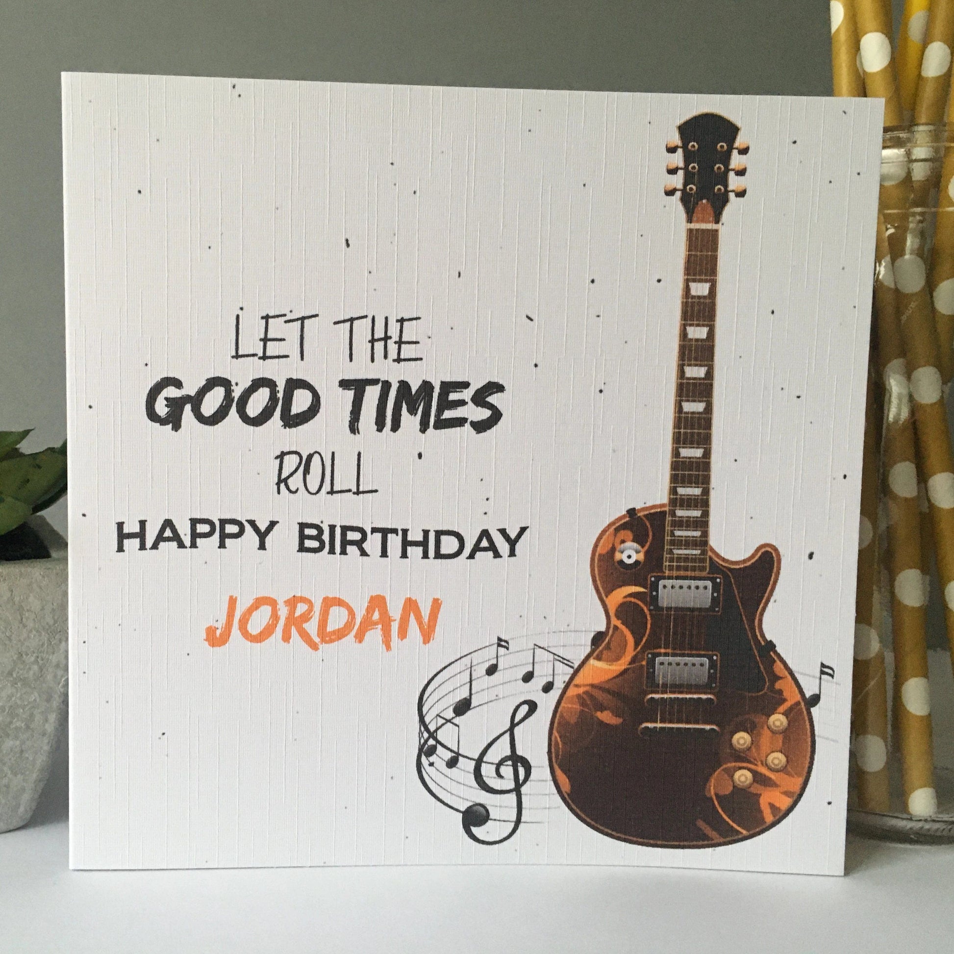 Personalised Birthday Card Music Guitar