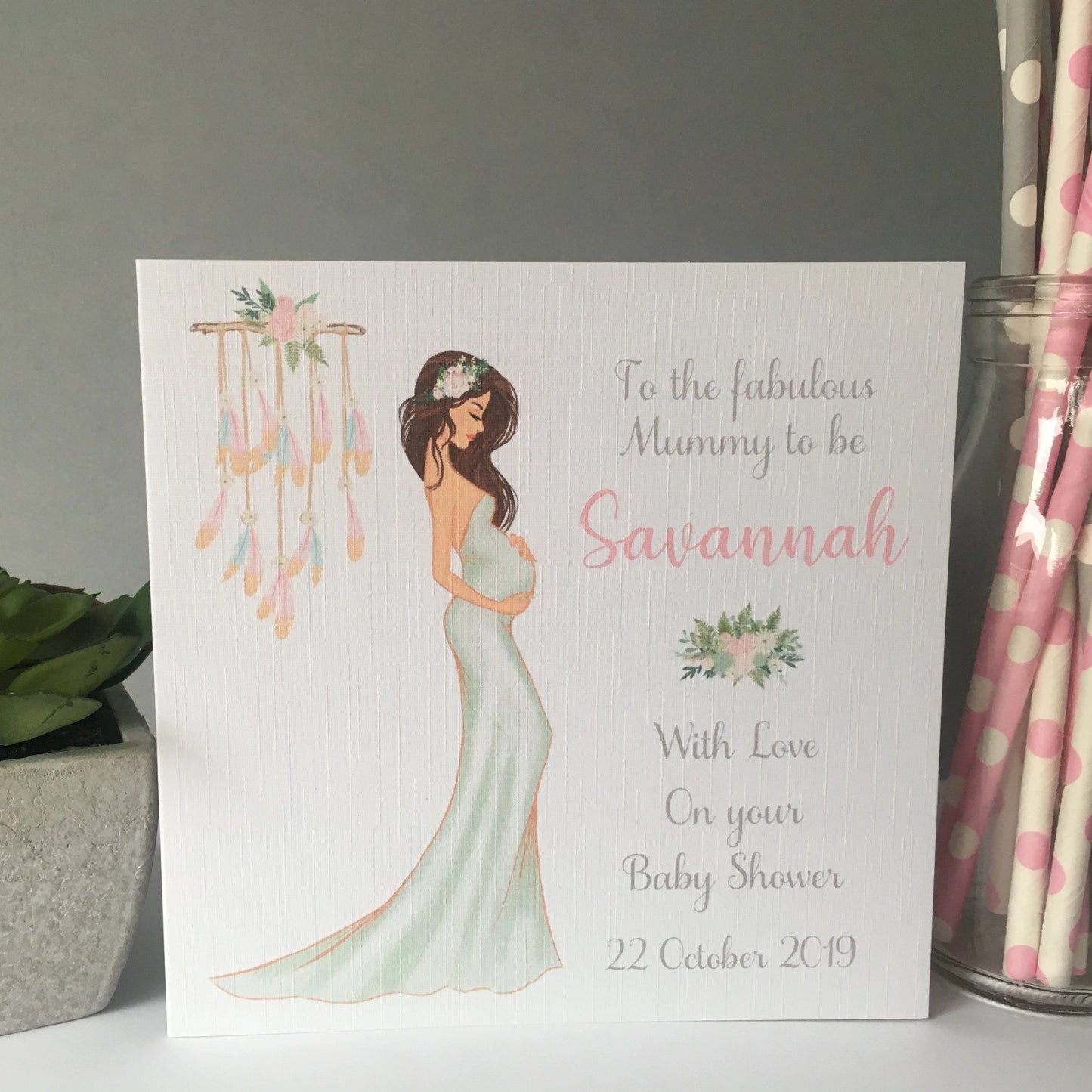 Personalised Handmade Baby Shower Card Elegant Mummy