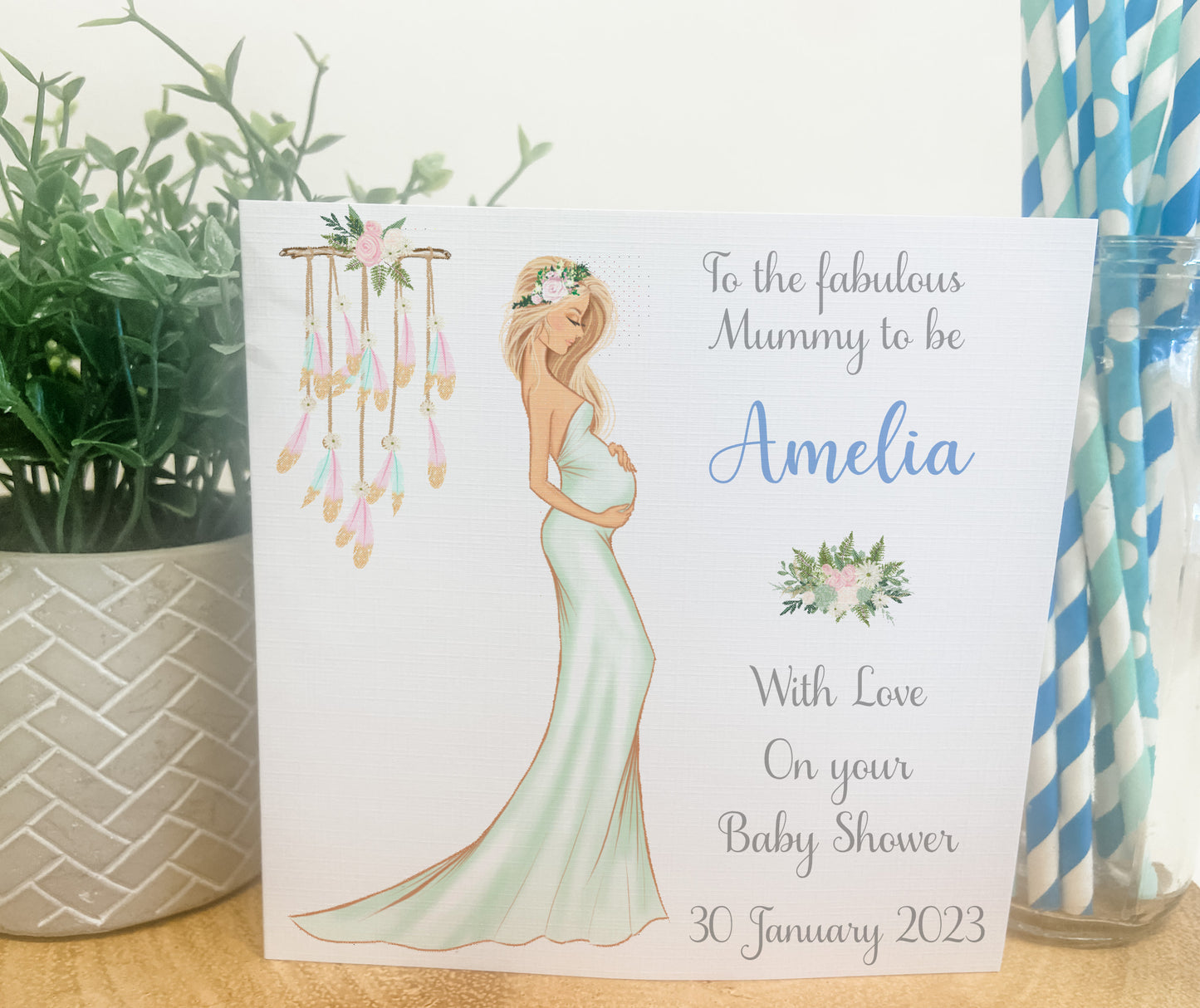 Personalised Baby Shower Card Elegant Mummy