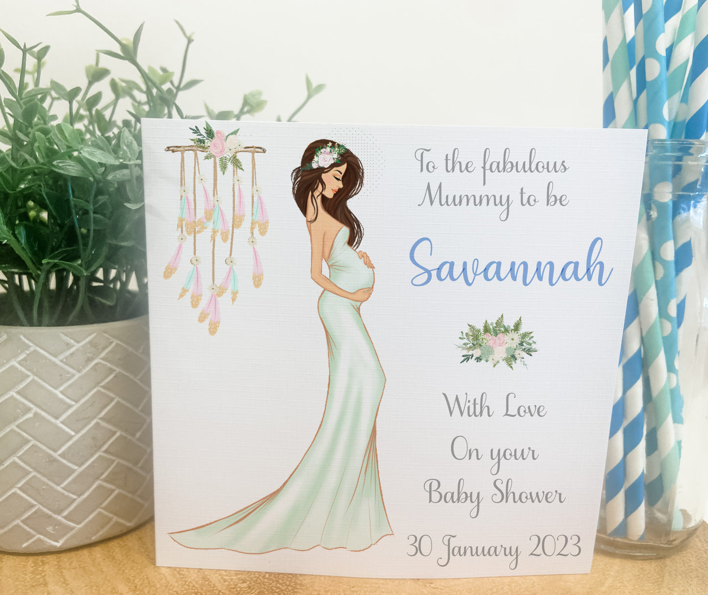 Personalised Baby Shower Card Elegant Mummy