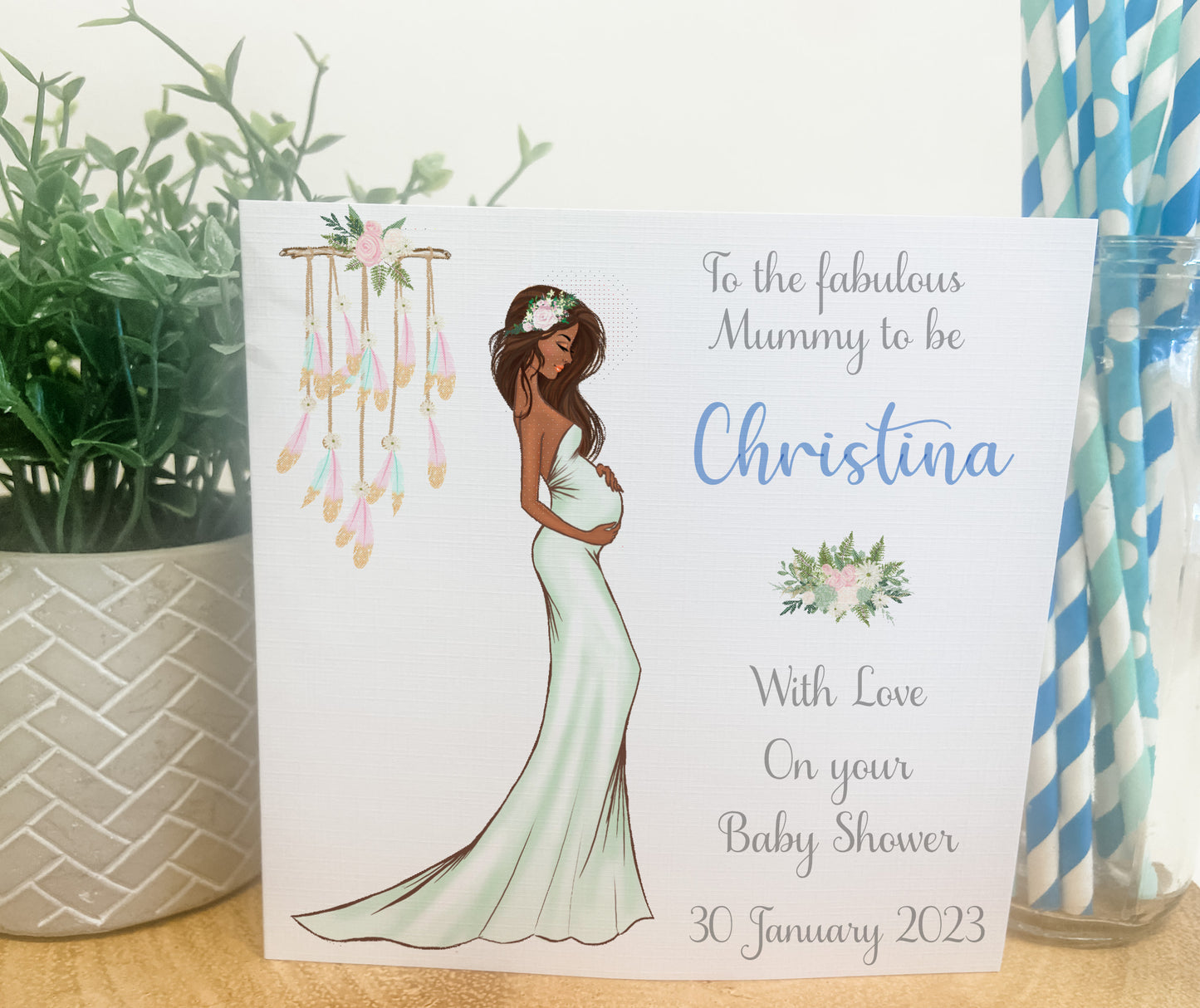 Personalised Baby Shower Card Elegant Mummy