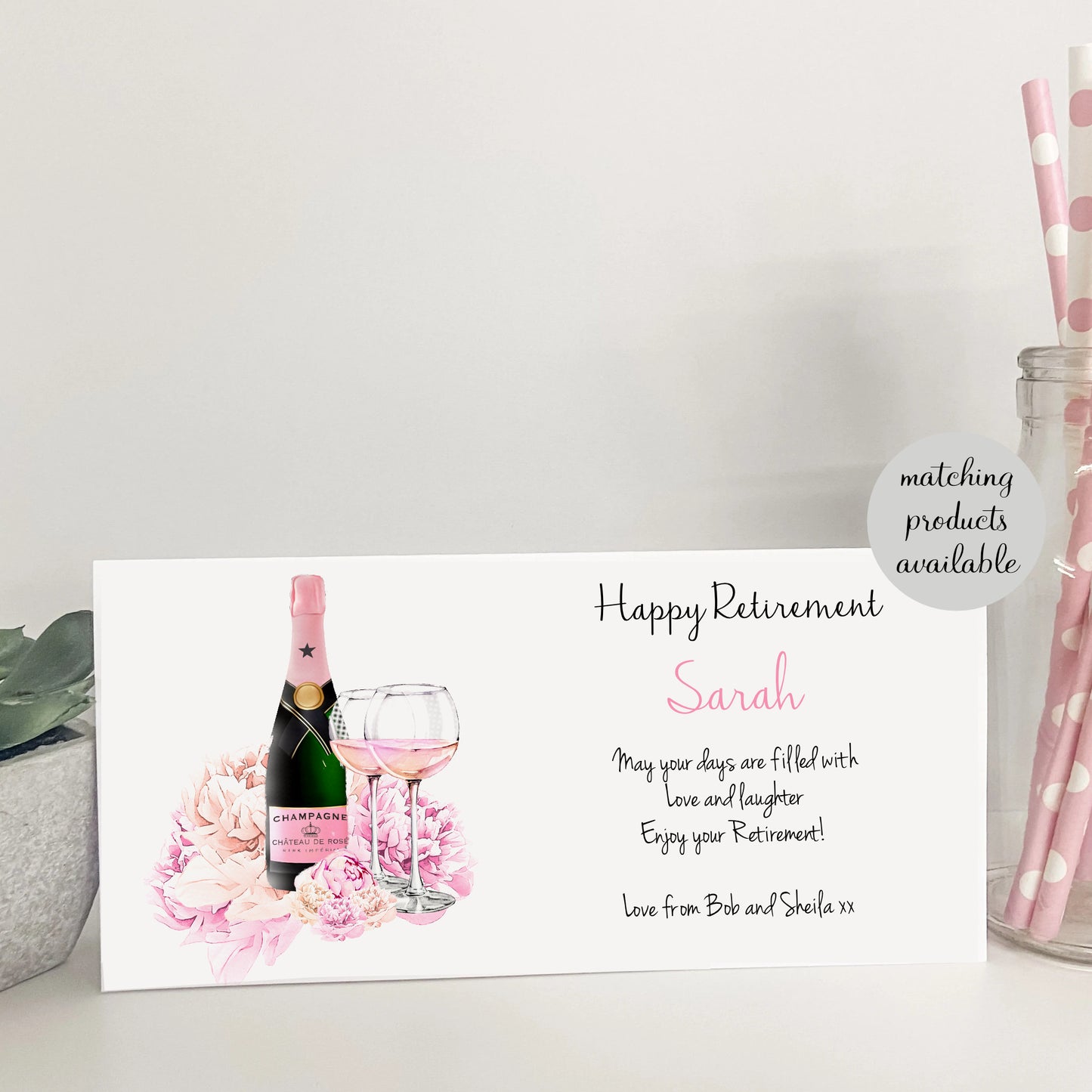 Personalised Retirement Gift Bag Pink Champagne