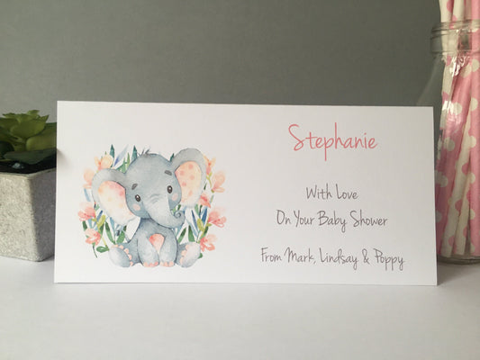 Personalised Watercolour Elephant New Baby Shower Gift Wallet