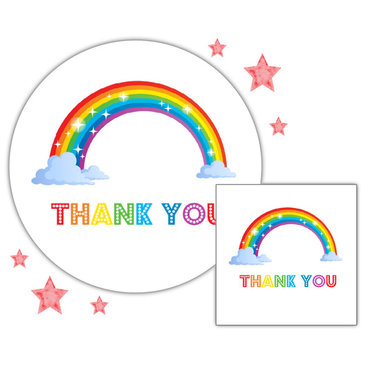Thank You Colourful Rainbow Stickers