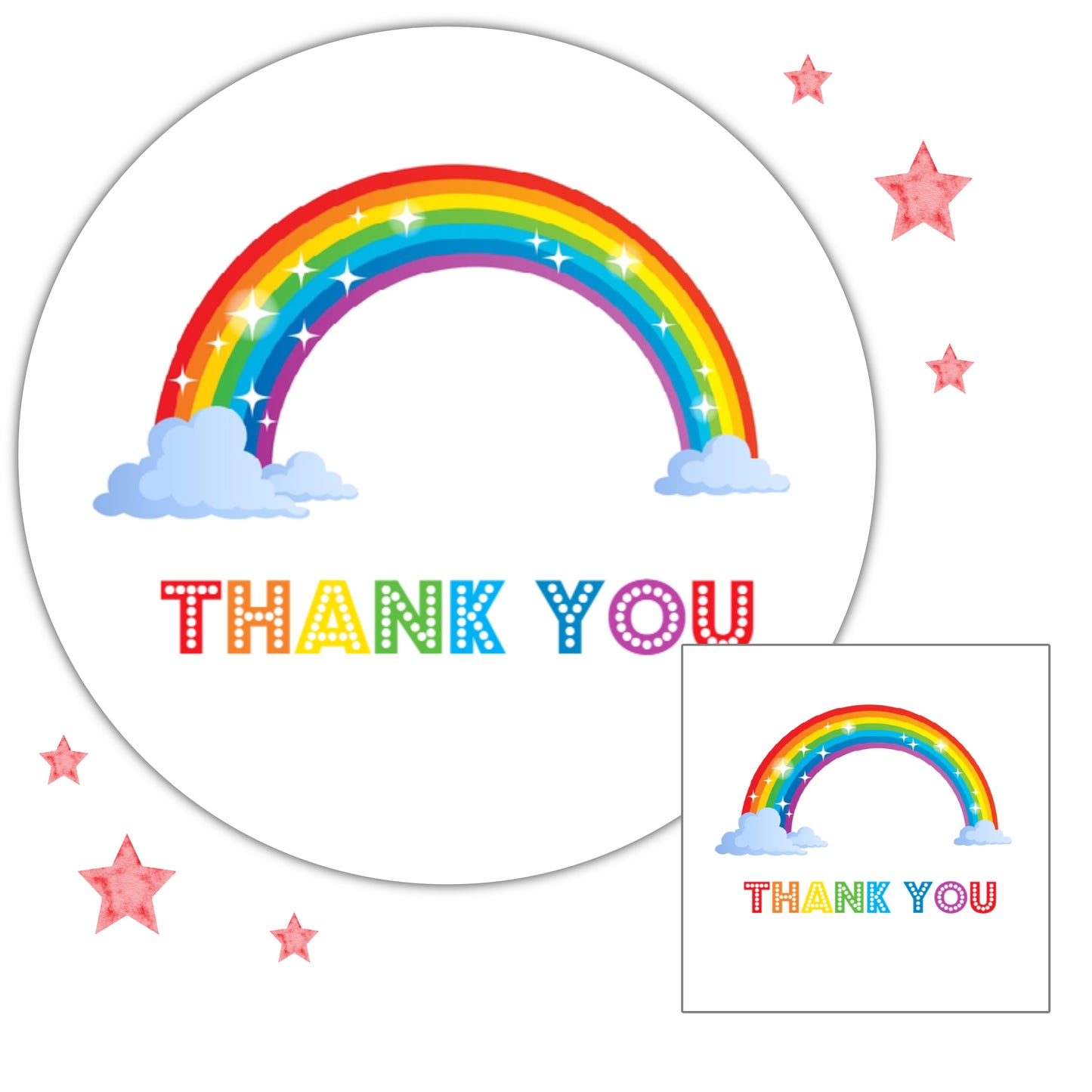Thank You Colourful Rainbow Stickers