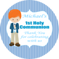 Personalised First Holy Communion Stickers Blue Boy