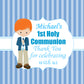 Personalised First Holy Communion Stickers Blue Boy