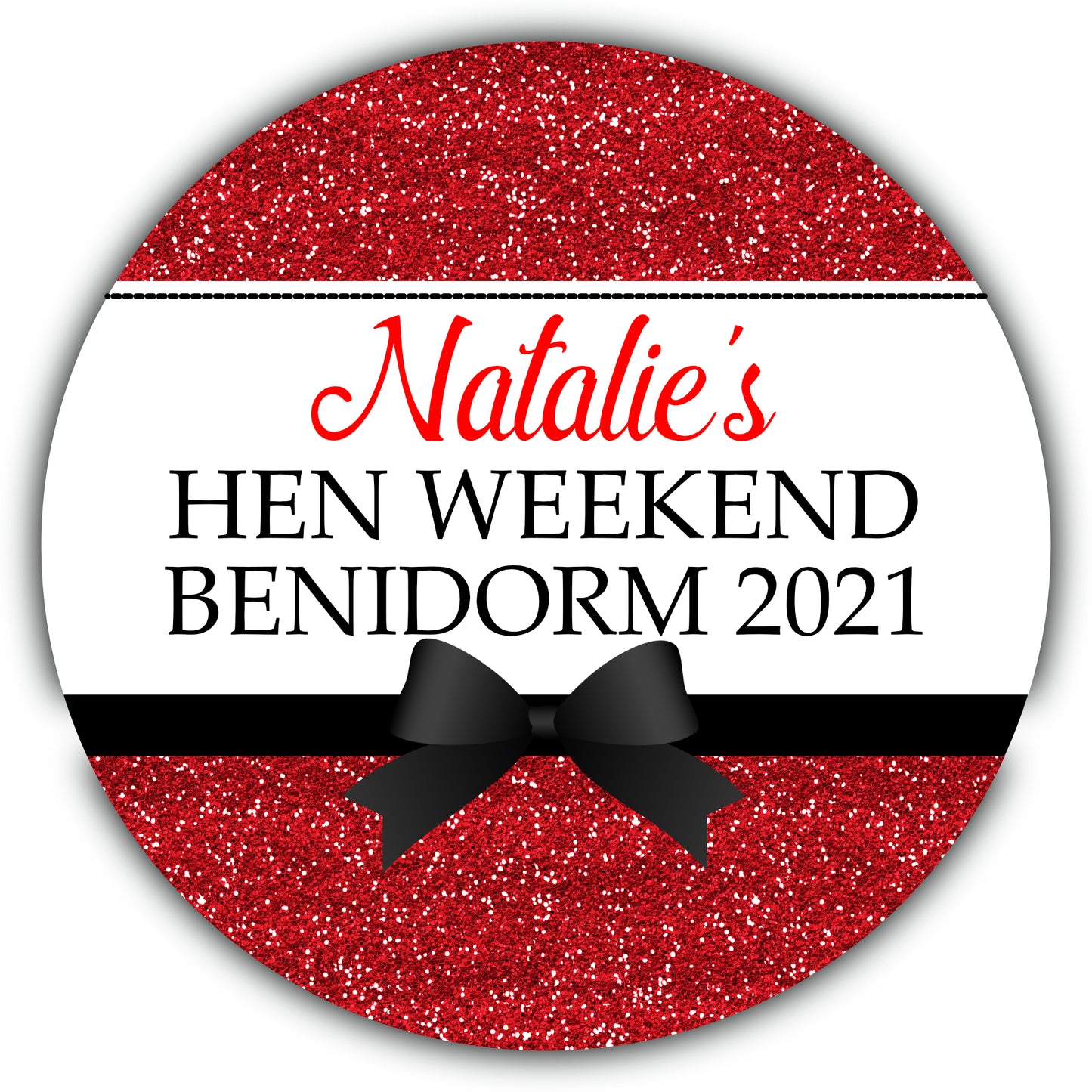 Personalised Hen Night Party Stickers Printed Glitter Effect Red